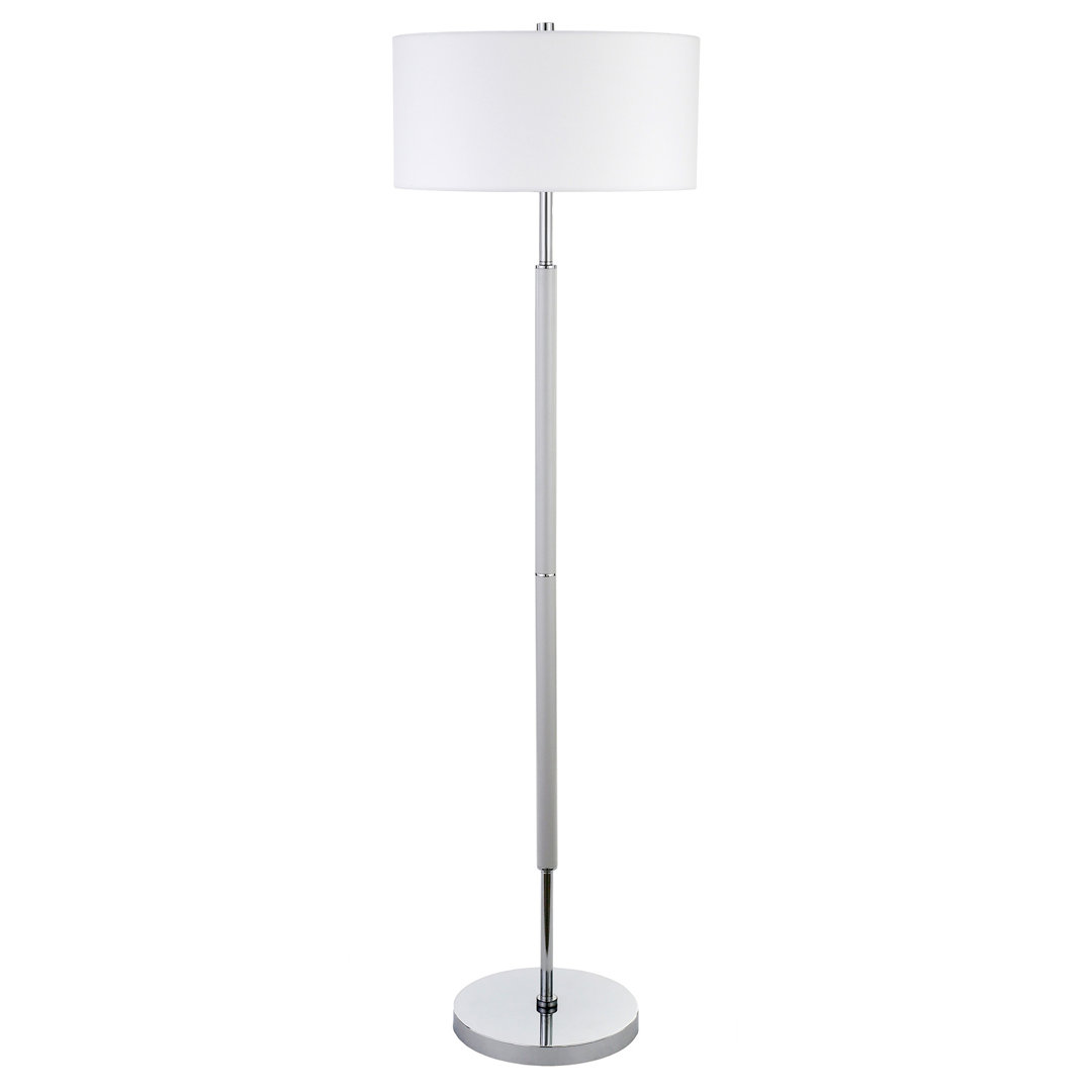 Olie 62 Inch Two-Tone Floor Lamp Fabric Drum Shade